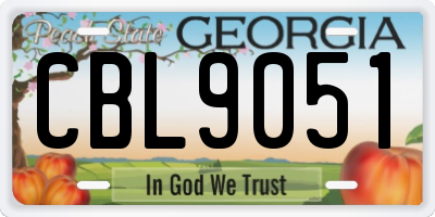 GA license plate CBL9051