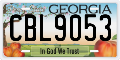 GA license plate CBL9053