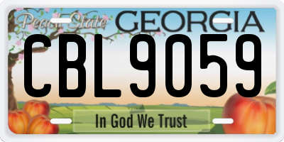 GA license plate CBL9059