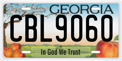 GA license plate CBL9060