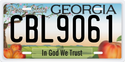 GA license plate CBL9061