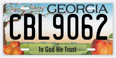 GA license plate CBL9062