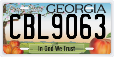 GA license plate CBL9063
