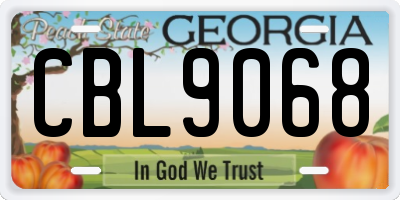 GA license plate CBL9068