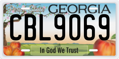 GA license plate CBL9069