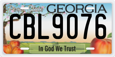GA license plate CBL9076