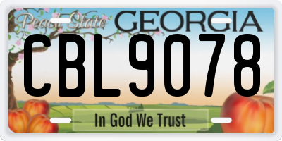 GA license plate CBL9078