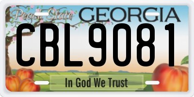 GA license plate CBL9081