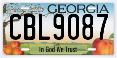 GA license plate CBL9087