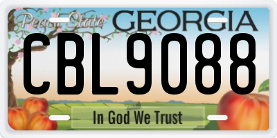 GA license plate CBL9088