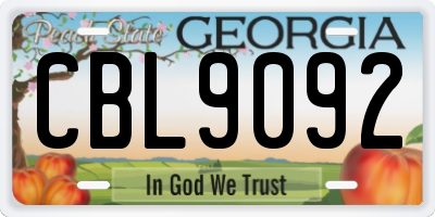 GA license plate CBL9092