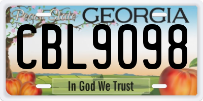 GA license plate CBL9098