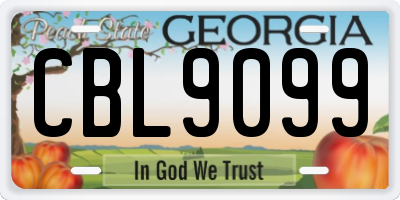 GA license plate CBL9099