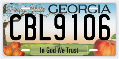 GA license plate CBL9106