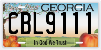 GA license plate CBL9111