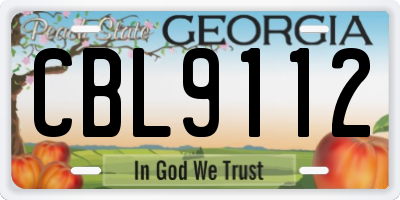 GA license plate CBL9112