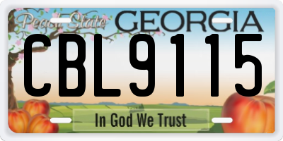 GA license plate CBL9115