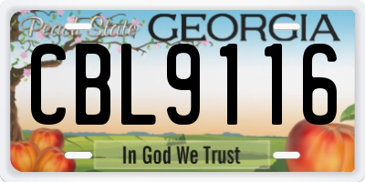 GA license plate CBL9116