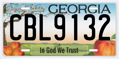 GA license plate CBL9132