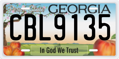 GA license plate CBL9135