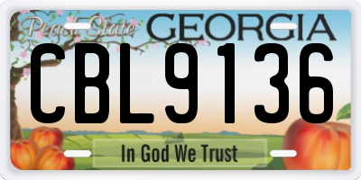 GA license plate CBL9136