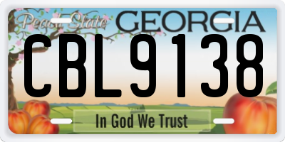 GA license plate CBL9138