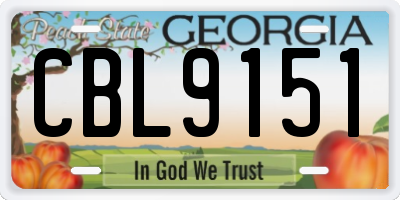 GA license plate CBL9151