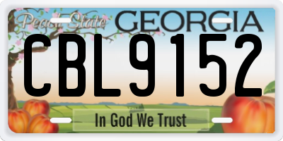 GA license plate CBL9152