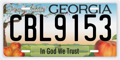 GA license plate CBL9153