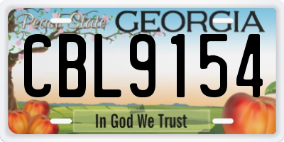 GA license plate CBL9154