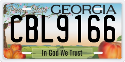 GA license plate CBL9166