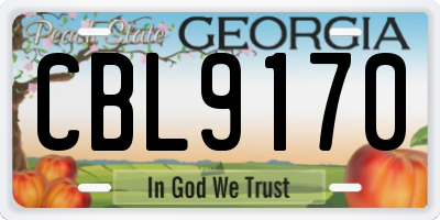 GA license plate CBL9170