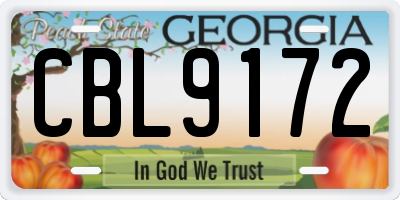 GA license plate CBL9172