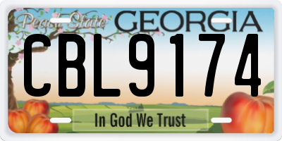 GA license plate CBL9174