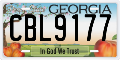 GA license plate CBL9177