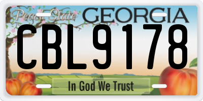 GA license plate CBL9178