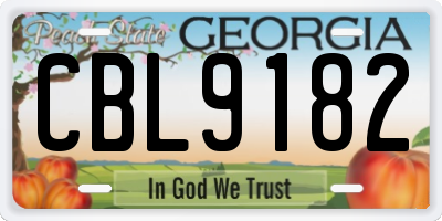 GA license plate CBL9182