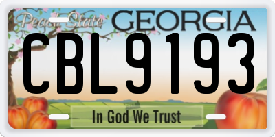 GA license plate CBL9193