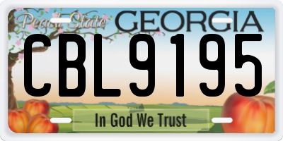 GA license plate CBL9195