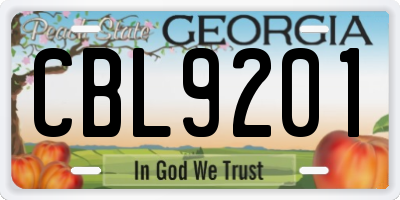 GA license plate CBL9201