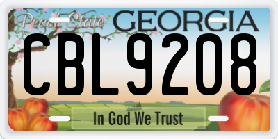 GA license plate CBL9208