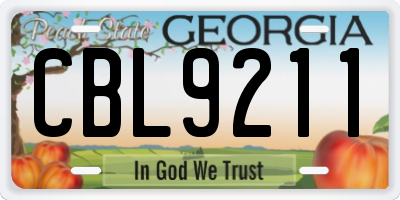 GA license plate CBL9211