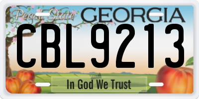 GA license plate CBL9213