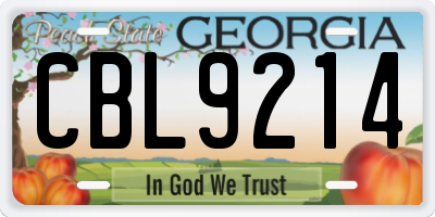 GA license plate CBL9214