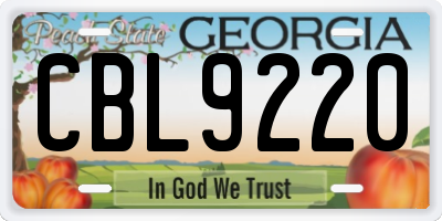 GA license plate CBL9220