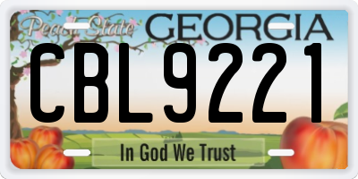 GA license plate CBL9221