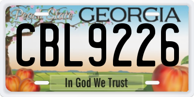 GA license plate CBL9226