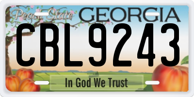 GA license plate CBL9243