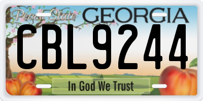 GA license plate CBL9244