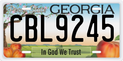 GA license plate CBL9245